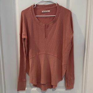 Free People Women's Long Sleeve Waffle Knit Top in Rose XSmall